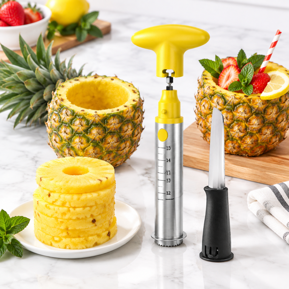 Stainless Steel Pineapple Corer and Slicer Tool, Dual Electric & Manual Use, Kitchen Prep Gadget