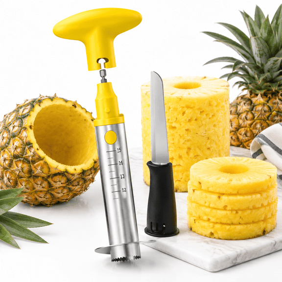 Stainless Steel Pineapple Corer and Slicer Tool, Dual Electric & Manual Use