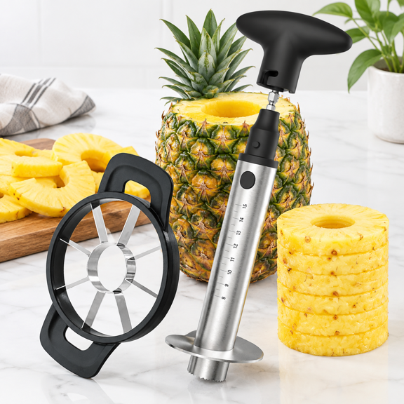 Stainless Steel Pineapple Corer and Slicer Tool, Manual and Electric Compatible Kitchen Gadget