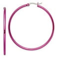 thumbnail image 1 of Stainless Steel Pink IP plated 48mm Hoop Earrings; for Adults and Teens; for Women and Men, 1 of 1
