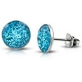 thumbnail image 1 of Stainless Steel Pink Red Blue Glitter Round Stud Earrings, 0.25", 1 of 1