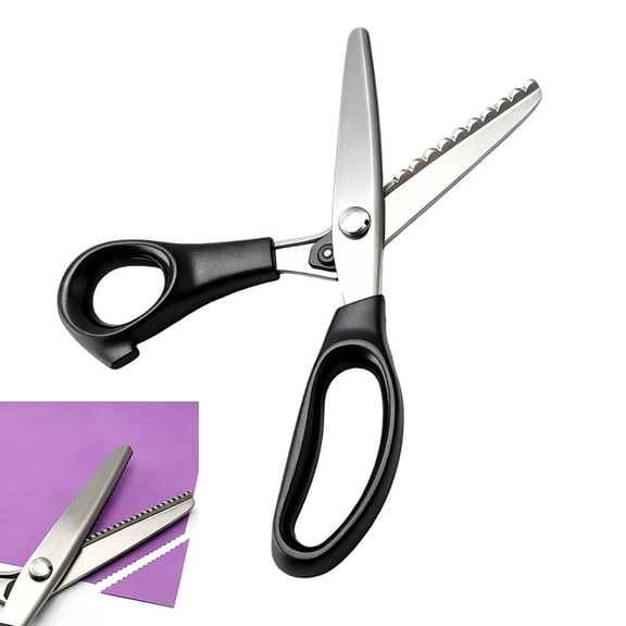 Stainless Steel Pinking Shears for Fabric, Zigzag Sewing Scissors with 3mm Rounded Teeth for DIY Crafts and Quilting