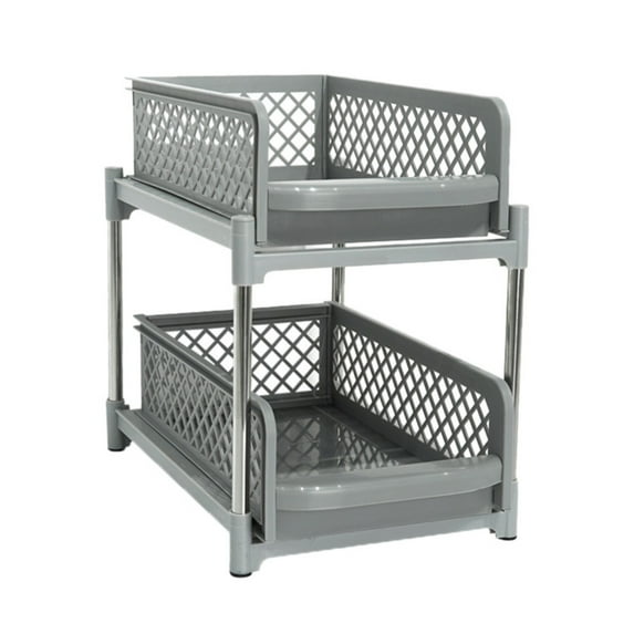 Stainless Steel Pipe*4+Upper and Lower Brackets*2+Drawer Basket*2 Clearance! Pull Out Cabinet Organizer Kitchen Cabinet Drawer Under Sink Organizer Extendable Sliding Basket Slide Out Pantry Shelves