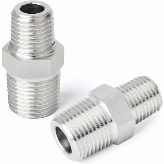 Stainless Steel Pipe Fitting, 1/2" X 1/8" Reducing Hex Nipple, Male BSP Threaded, High Quality Stainless Steel Corrosion Resistance, Quick Connection By Direct Screwing