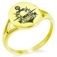 thumbnail image 1 of Stainless Steel Pirate Bandit Skull Anchor Minimalist Oval Top Polished Statement Signet Ring, 1 of 1