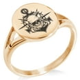 thumbnail image 1 of Stainless Steel Pirate Bandit Skull Anchor Minimalist Oval Top Polished Statement Signet Ring, 1 of 1