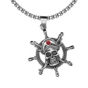 Seven Seas Pirates Stainless Steel Pirate Ship Wheel Necklace Pendant