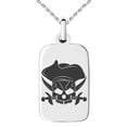 thumbnail image 1 of Stainless Steel Pirate Skull & Cross Swords Engraved Small Rectangle Dog Tag Charm Pendant Necklace, 1 of 1