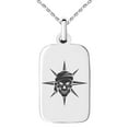 thumbnail image 1 of Tioneer Stainless Steel Pirate Skull Star Compass Engraved Small Rectangle Dog Tag Charm Pendant Necklace, 1 of 1