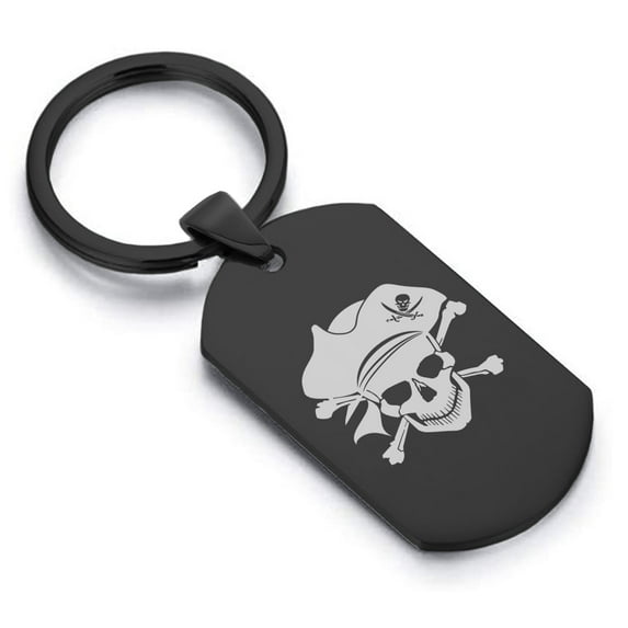 Stainless Steel Pirate Warrior Champion Dog Tag Keychain Circle Ring