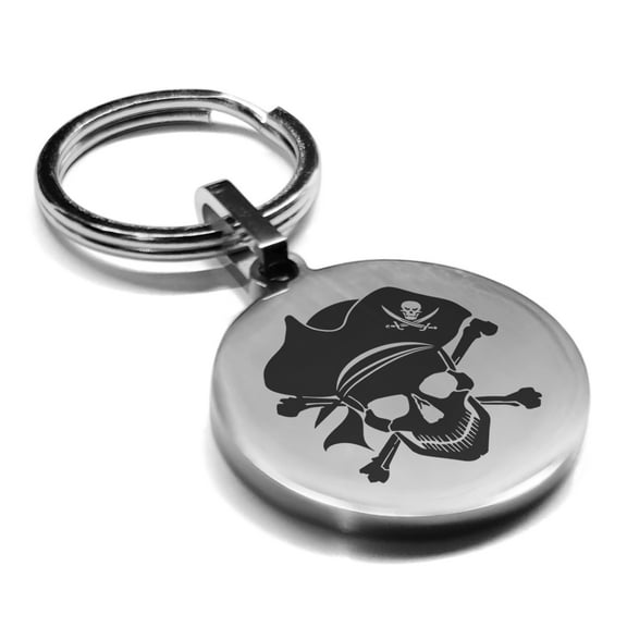 Stainless Steel Pirate Warrior Champion Round Medallion Keychain Circle Ring