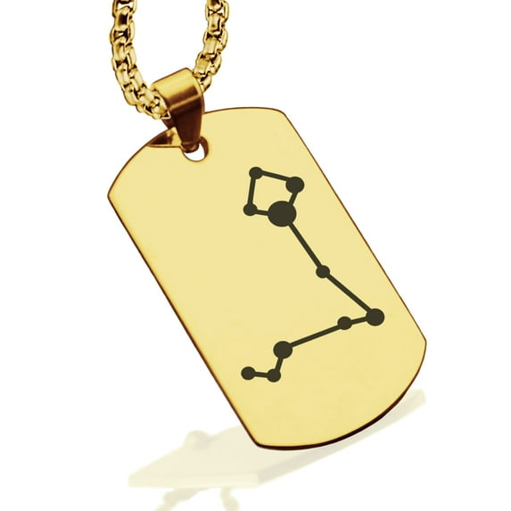 Stainless Steel Pisces (Two Fishes) Astrology Constellation Dog Tag Pendant Necklace