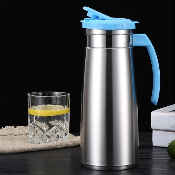 Stainless Steel Pitcher with Lid, Stainless Steel Kettle Metal Cold Water Pitcher Large Capacity Tea Kettle Jug Beverage Dispenser with Handle for Home Restaurant Office