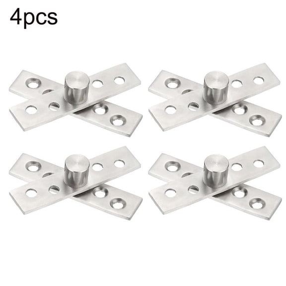 Stainless Steel Pivot Hinge Set for 360 Rotation 75.2 x 18 mm Heavy-Duty Door Pivot Hardware for Sliding, Revolving & Cabinet Doors, 4-Pack