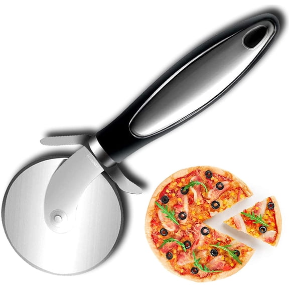 Stainless Steel Pizza Cutter - Pizza Cutter Wheel Slicer with Non Slip Handle, Super Sharp and Durable Blade Ideal for Pizza, Pies, Waffles and Dough Cookies - Easy to Use and Clean