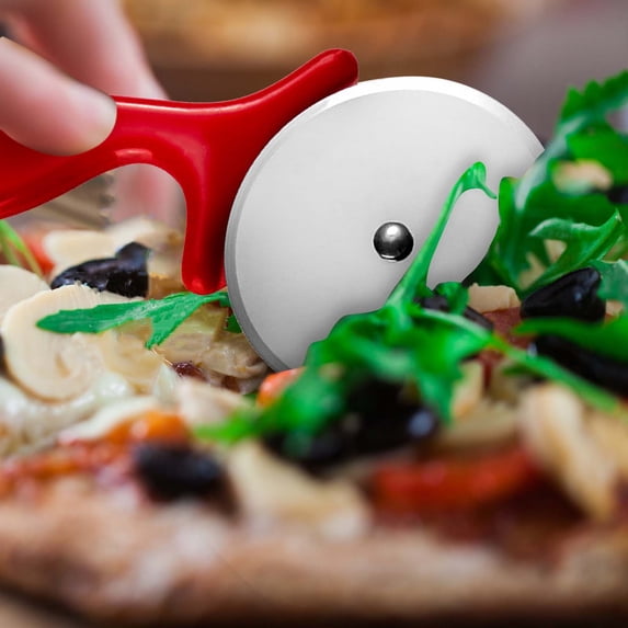 Stainless Steel Pizza Cutter Wheel - Circular Pizza Knife for Home Baking - Ergonomic ABS Handle Food-Grade Roller Slicer with Protective Cover - Kitchen Cutting Tool for Pizza Pastry Dough