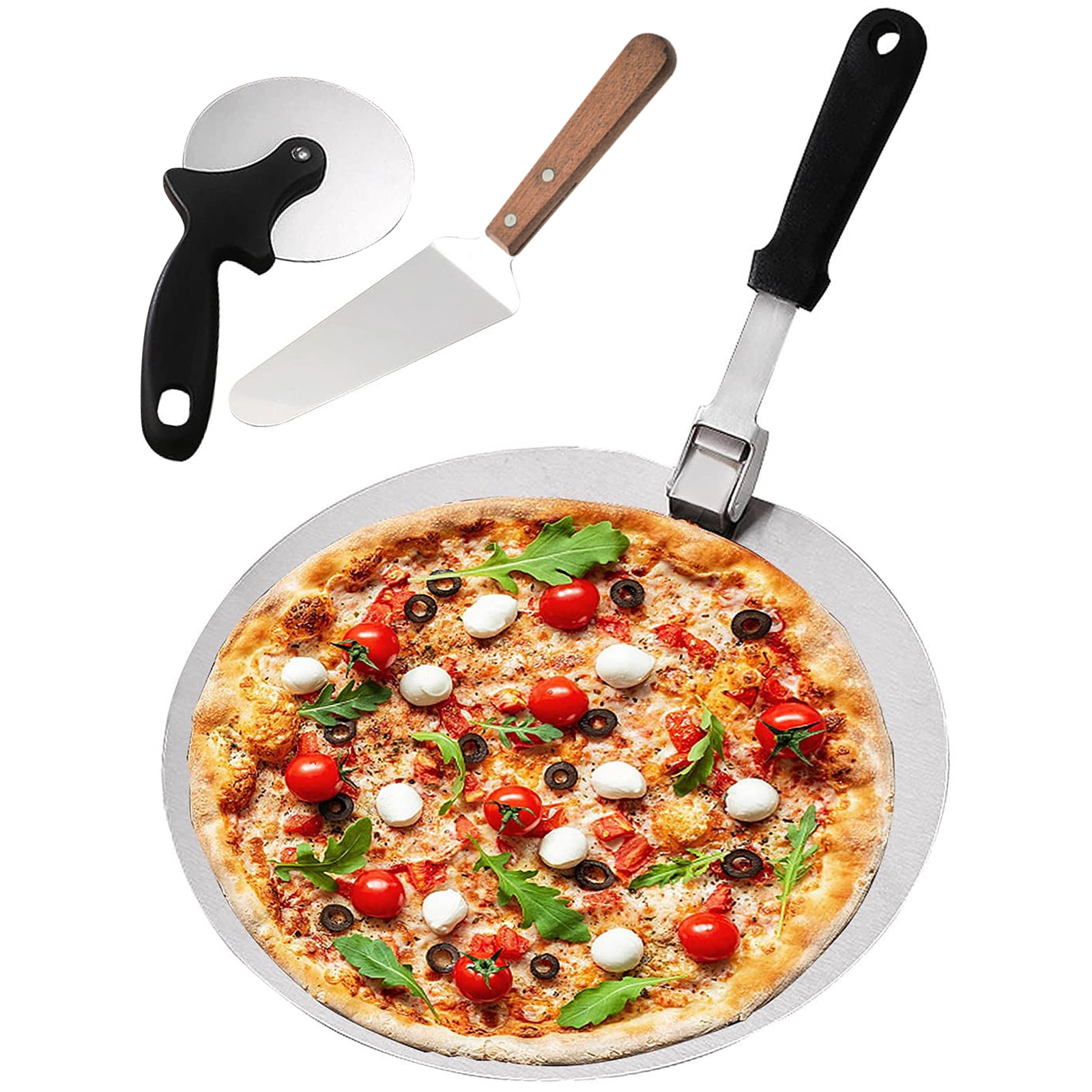 Stainless Steel Pizza Peel 12 inch with Foldable Handle, Pizza Cutter ...