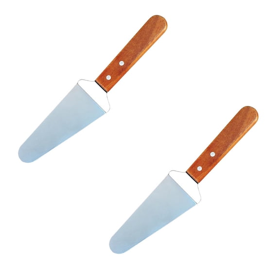 Stainless Steel Pizza Servers with Wooden Handle Triangular Spade Pie Pastry Spatula for Cake Dessert Tart Pie and Pizza, Baking Serving Tool for Home or Party