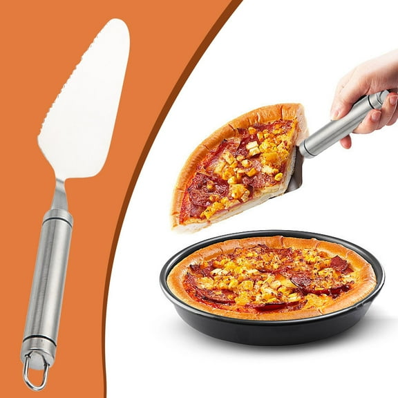 Stainless Steel Pizza Spatula with Wooden Handle,Cake Pie Server,Versatile Kitchen Gadgets with Serrated Edges for Kitchen, Restaurants, Wedding, Birthdays and Parties