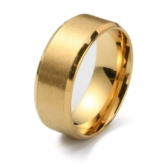 Stainless Steel Plain Band Ring For Women Matte Black Gold Silver Color 8Mm R18