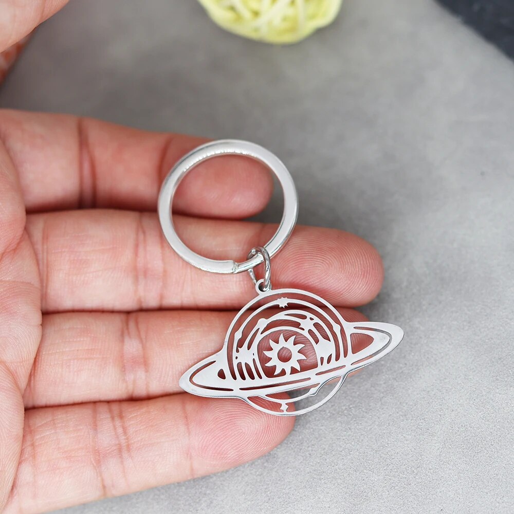 Stainless Steel Planet Keychain Star Moon Universe Key Chains Dream ...
