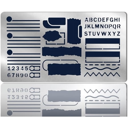 Stainless Steel Planner Stencils 3.98x6.97inch Banners Lines Lists Number Letter Dot Templates Reusable Journal Stencils for Scrapbooking Journaling Diary Habit Wood Burning