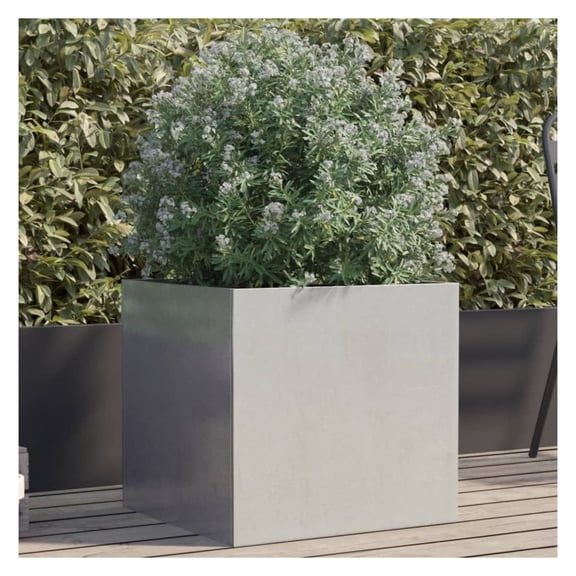 Stainless Steel Planter Medium Silver - Modern Decorative Plant Pot for Indoor/Outdoor Use