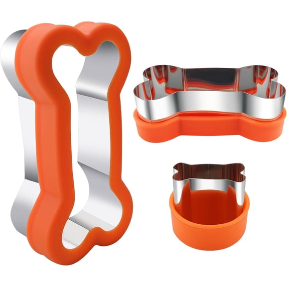 Dog Cookie Cutter Set 3 Piece -3 Different Sizes of Dog Bone Cookie Mold for Homemade Treats,Cakes and Cookies,Dog Treats