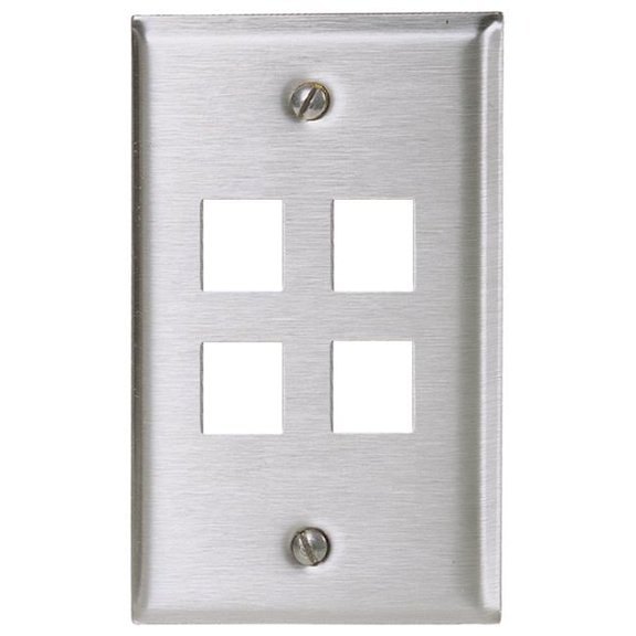 Stainless Steel Plate, 1-Gang, 4-Port