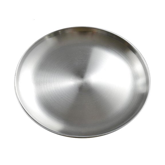 Stainless Steel Plate Round Dining Plate Serving Dish Cake Tray Western Steak Plates for Serving Snack Camping Kitchen Tableware
