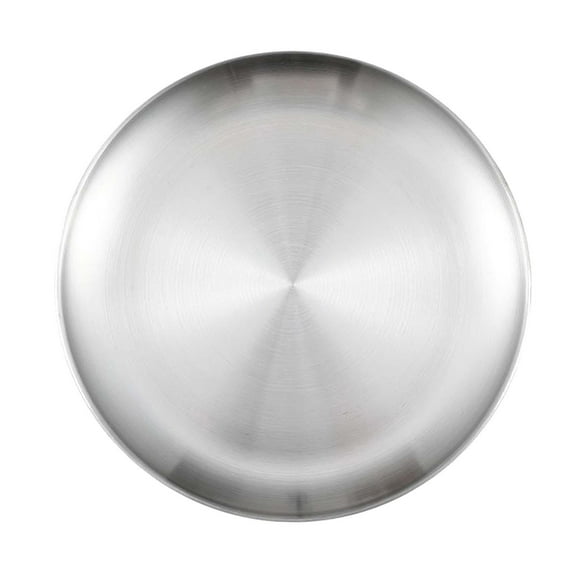 Stainless Steel Plate Serving Platter Reusable Dinnerware Camping Serving Plates Round Metal Dinner Plate for Hotel BBQ Outdoor Restaurant siliver 17cm