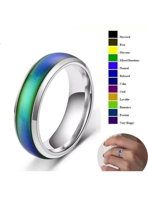 Stainless Steel Color Changing Mood Ring Temperature Women Men 6-12 R46