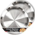 Stainless Steel Plates, 2 count 10 Inch Plates for Kitchen BBQ Outdoor ...