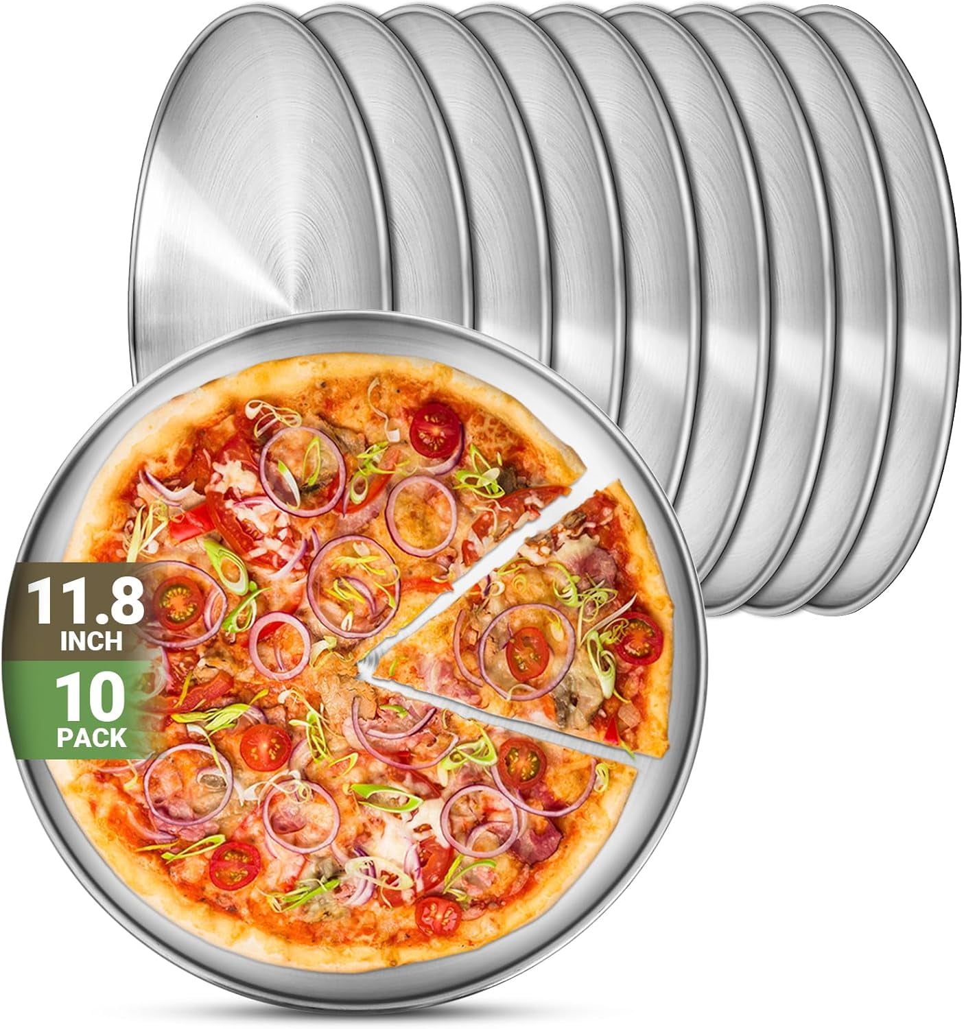 Stainless Steel Plates, 6 Pack 11.8 inch 304(18/8) Metal Food Serving Plate Set, Reusable Snack Eating Dishes Round Shatterproof Plate Silver BBQ Dinner Lunch Dinnerware Oven Dishwasher Safe