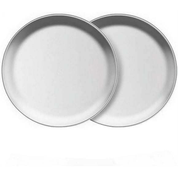 Totowood Stainless Steel Plates Set of 2, 8-inch Metal Dinner Plates for Kids Toddlers, Great for Self-feeding/Picnic/Outdoor Camping, Healthy & Non-toxic, Shatterproof & Dishwasher Safe