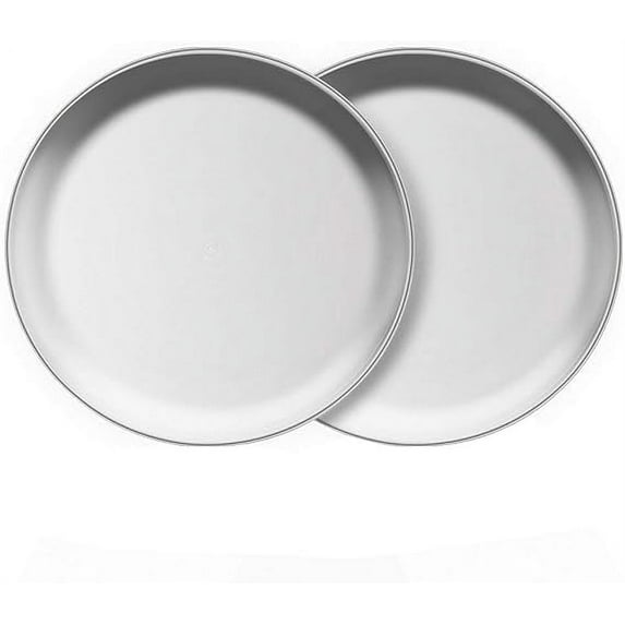 Totowood Stainless Steel Plates Set of 2, 8-inch Metal Dinner Plates for Kids Toddlers, Great for Self-feeding/Picnic/Outdoor Camping, Healthy & Non-toxic, Shatterproof & Dishwasher Safe
