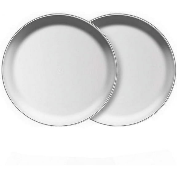Totowood Stainless Steel Plates Set of 2, 8-inch Metal Dinner Plates for Kids Toddlers, Great for Self-feeding/Picnic/Outdoor Camping, Healthy & Non-toxic, Shatterproof & Dishwasher Safe