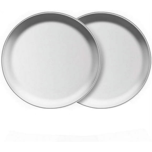 Stainless Steel Plates Set of 2, 8-inch Metal Dinner Plates for Kids Toddlers, Great for Self-feeding/Picnic/Outdoor Camping, Healthy & Non-toxic, Shatterproof & Dishwasher Safe