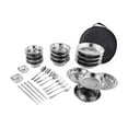 thumbnail image 1 of Stainless Steel Plates and Bowls Camping Cutlery Set Dishes Tableware with Carrying Bag Camping Utensils for Barbecue Travel 30pcs, 1 of 8