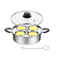 thumbnail image 1 of TWGRNF Stainless Steel Poached Egg Maker Pot, 4-Cup Non-Stick Egg Poacher Pan with Glass Lid, Multi-Function Steamer Cookware for Breakfast, Stovetop Use, 1 of 6