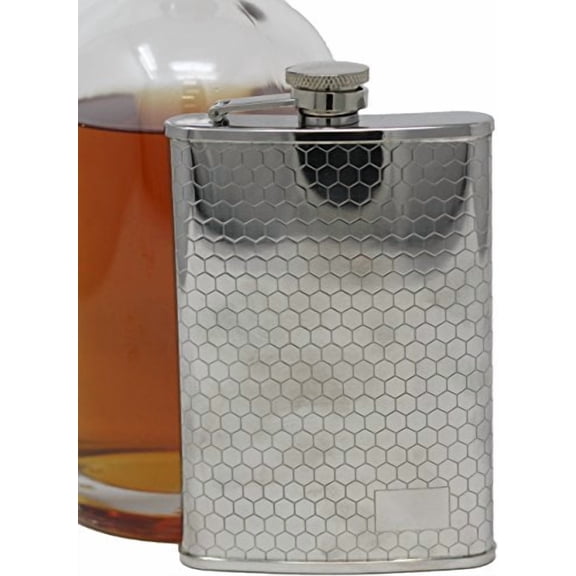 Stainless Steel Pocket Alcohol Liquor Flask in Etched Print