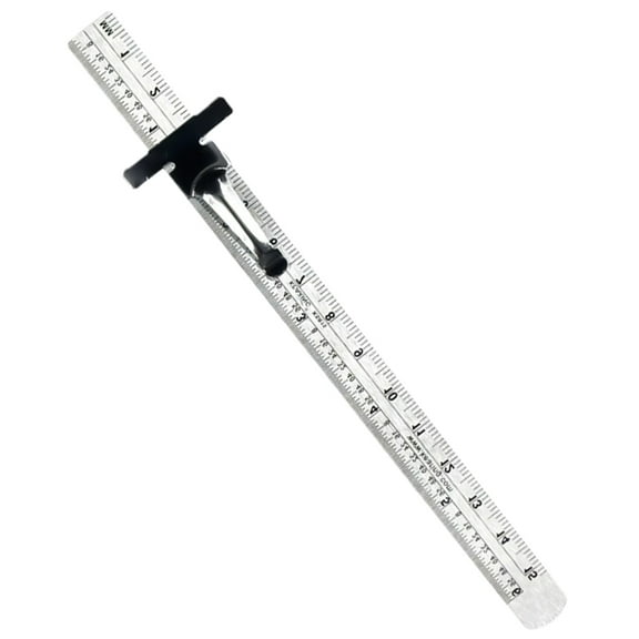 Stainless Steel Pocket Ruler with Clips - 15cm