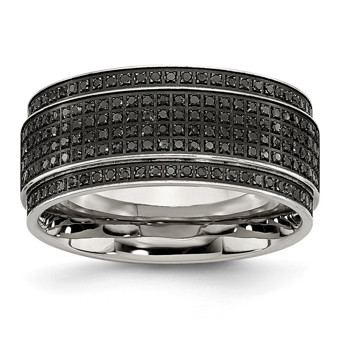 Stainless Steel Mirror Polished Plain Band Ring - 10mm Wide, Sizes 7-13 (No Stone)