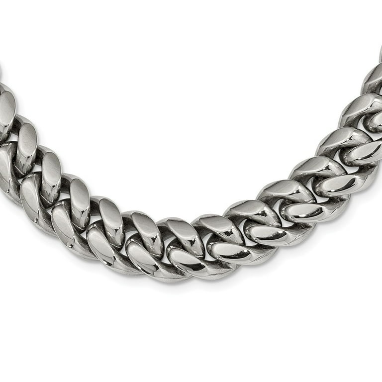 Stainless Steel Polished 24in Curb Chain Necklace; 24 inch