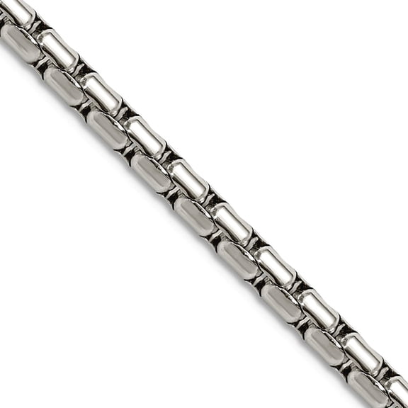 Stainless Steel Polished 3.5mm Elongated Round Box Chain Necklace 18 Inch Chain Necklace for Women and Men