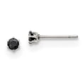 thumbnail image 1 of Stainless Steel Polished 3mm Black Round CZ Stud Post Earrings, 1 of 7