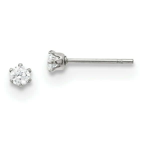 Stainless Steel Polished 3mm CZ Stud Post Earrings