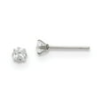 thumbnail image 1 of Stainless Steel Polished 3mm Princess Square CZ Stud Post Earrings; for Adults and Teens; for Women and Men, 1 of 3