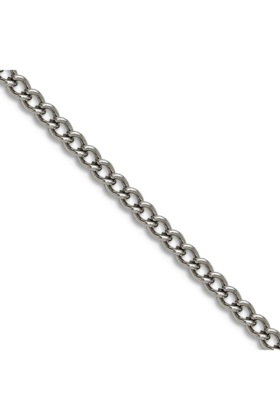 Stainless Steel Polished 3mm Round Curb Chain Necklace 24 Inch Chain Necklace for Women and Men