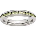 thumbnail image 1 of Stainless Steel Polished 4mm August Light Green Cz Ring (Size 9) Made In China sr128-9, 1 of 5